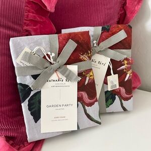 Set of 2 NWT Nathalie Lete Anthropologie Garden Party Euro Pillowcases Bedding
